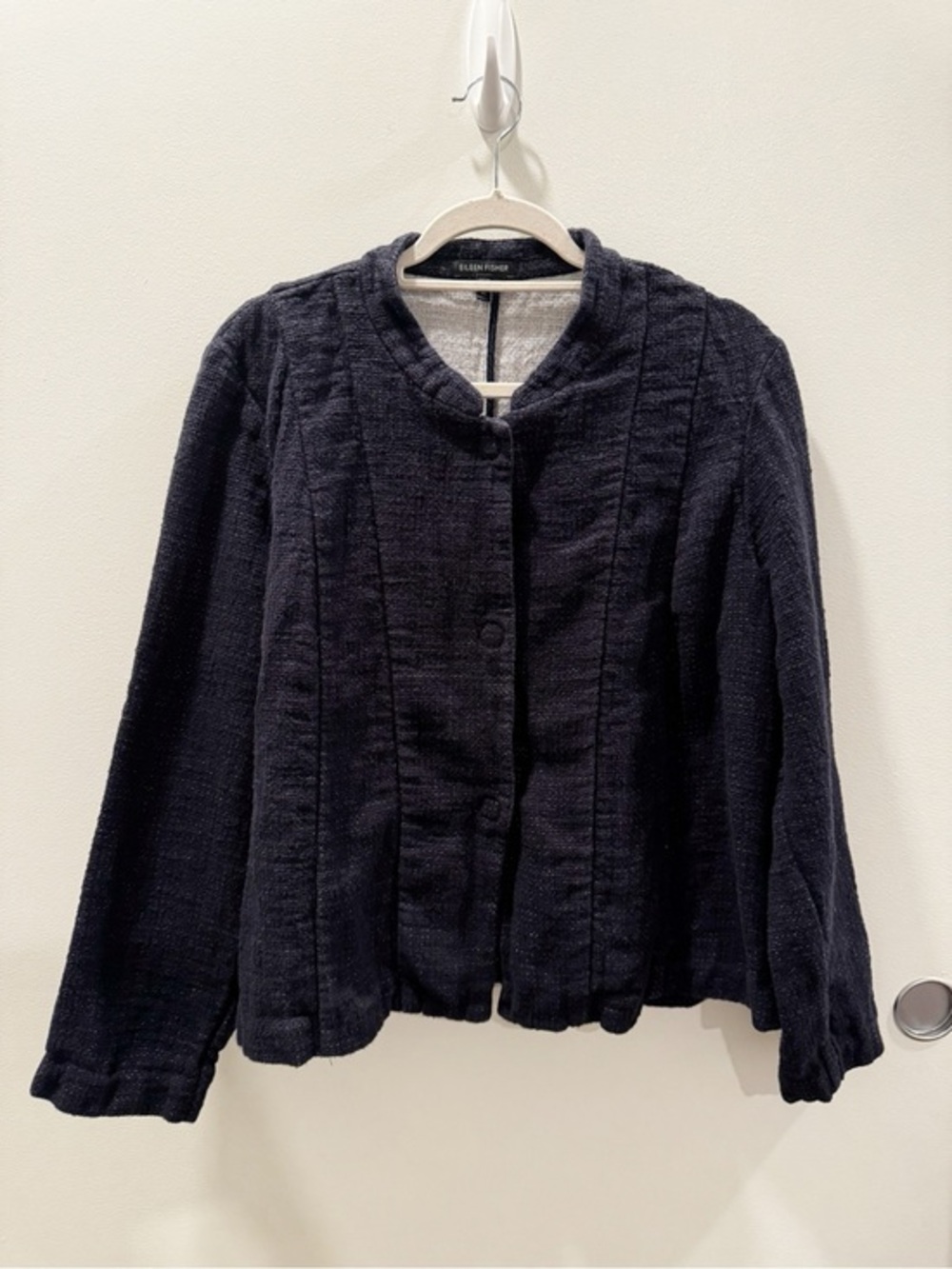 Eileen Fisher Linen Cotton Jacket Button Up Dark Purple Size XL